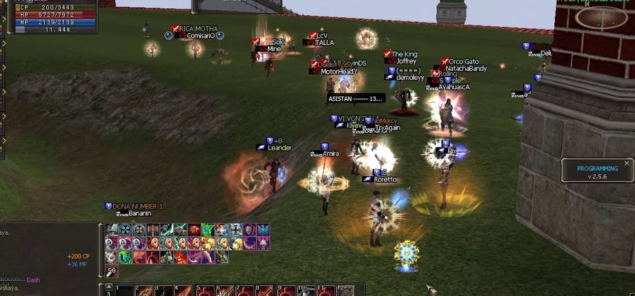 Jogadores reunidos em uma batalha de Lineage II